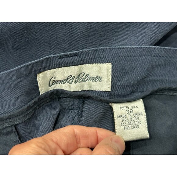 Carroll & Palmer Navy Blue Pleated Silk Mens Shorts Size 38 - Picture 5 of 9